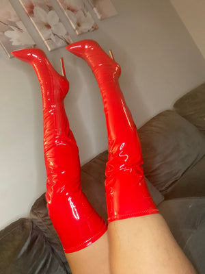 Gisele-Thigh High Boots Red